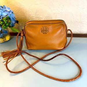 Tory Burch tassel crossbody leather tan purse